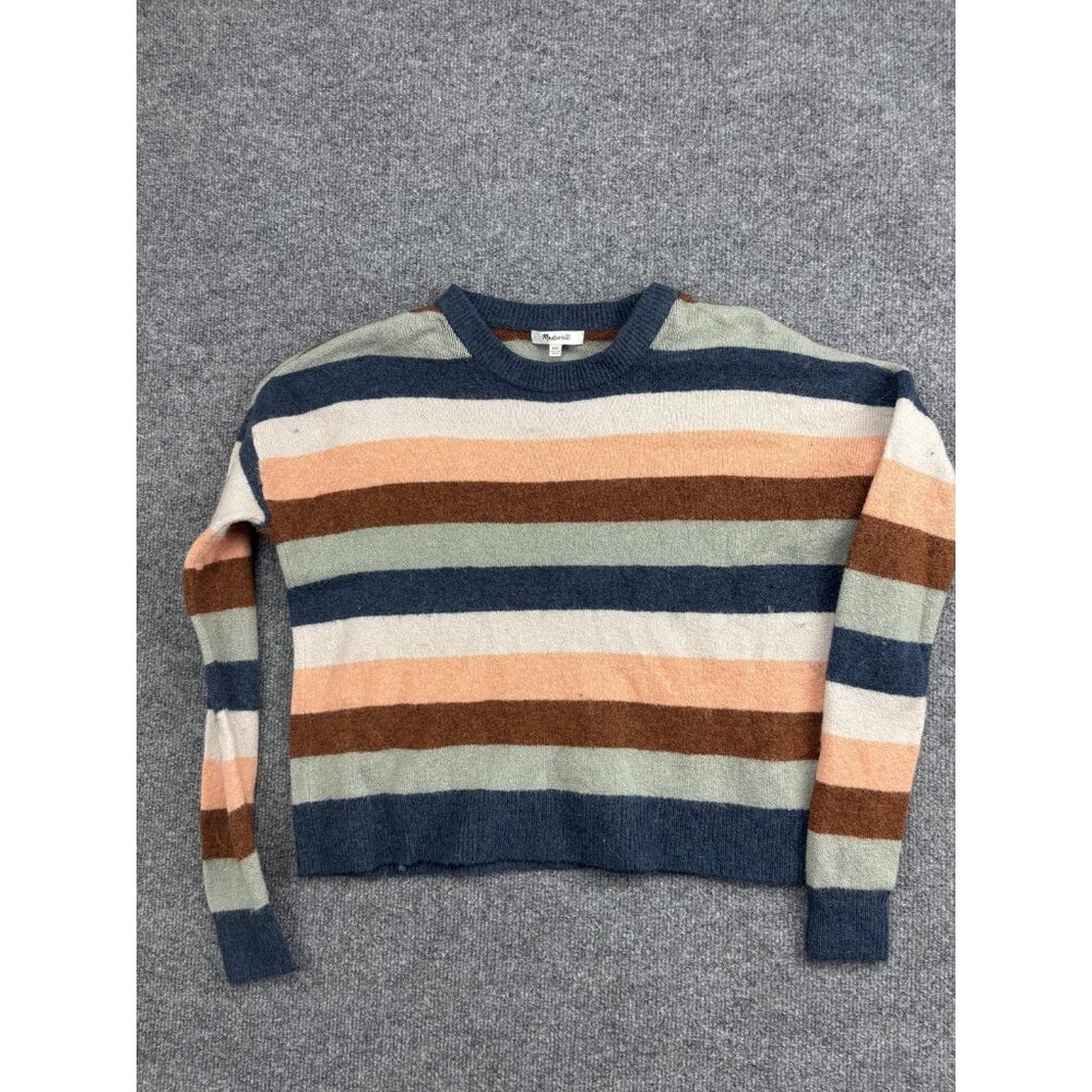 Madewell Sweater Womens XXS Multicolor Stripe Crew Neck Wool Blend Pullover